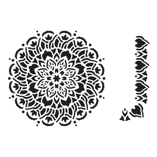 Reusable Stencil - Professional Quality - Mandala #5 - Made in the UK - Food Safe Non Adhesive -  White Laser Cut PET Material for Cakes, Cookies, Coffees, Serving Plates