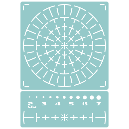 Reusable Stencil - Professional Quality - 130mm Mandala Dotting Template - Made in the UK - Low Adhesive -  Blue Vinyl Material for Cardmaking, Canvas, Paper, Interior Decor, Layering