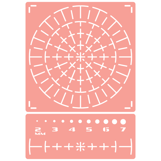 Reusable Stencil - Professional Quality - 130mm Mandala Dotting Template - Made in the UK - High Adhesive -  Pink Vinyl Material for Glass, Mirrors, Bottles, Tiles, Wood