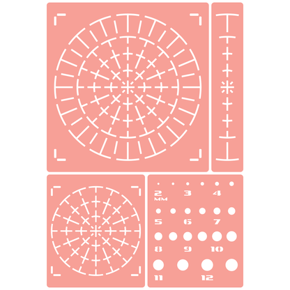 Reusable Stencil - Professional Quality - 150mm+90mm Mandala Dotting Template - Made in the UK - High Adhesive -  Pink Vinyl Material for Glass, Mirrors, Bottles, Tiles, Wood