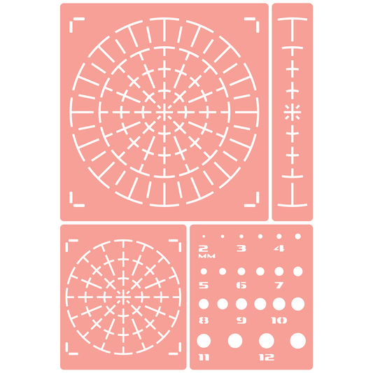 Reusable Stencil - Professional Quality - 150mm+90mm Mandala Dotting Template - Made in the UK - High Adhesive -  Pink Vinyl Material for Glass, Mirrors, Bottles, Tiles, Wood