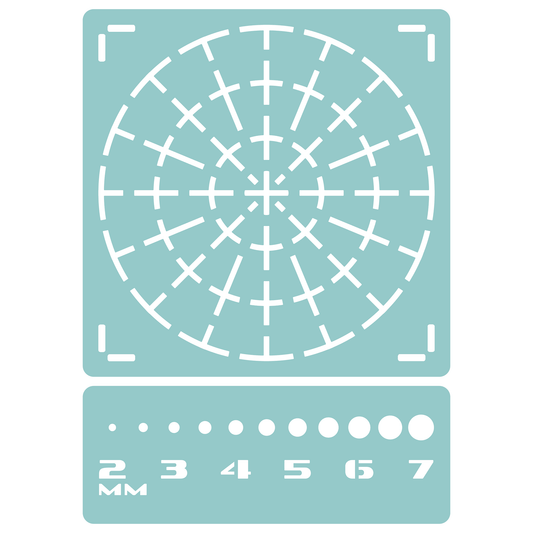 Reusable Stencil - Professional Quality - 90mm Mandala Dotting Template - Made in the UK - Low Adhesive -  Blue Vinyl Material for Cardmaking, Canvas, Paper, Interior Decor, Layering