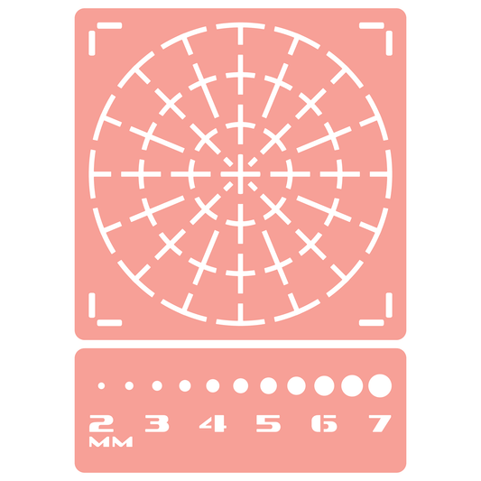 Reusable Stencil - Professional Quality - 90mm Mandala Dotting Template - Made in the UK - High Adhesive -  Pink Vinyl Material for Glass, Mirrors, Bottles, Tiles, Wood