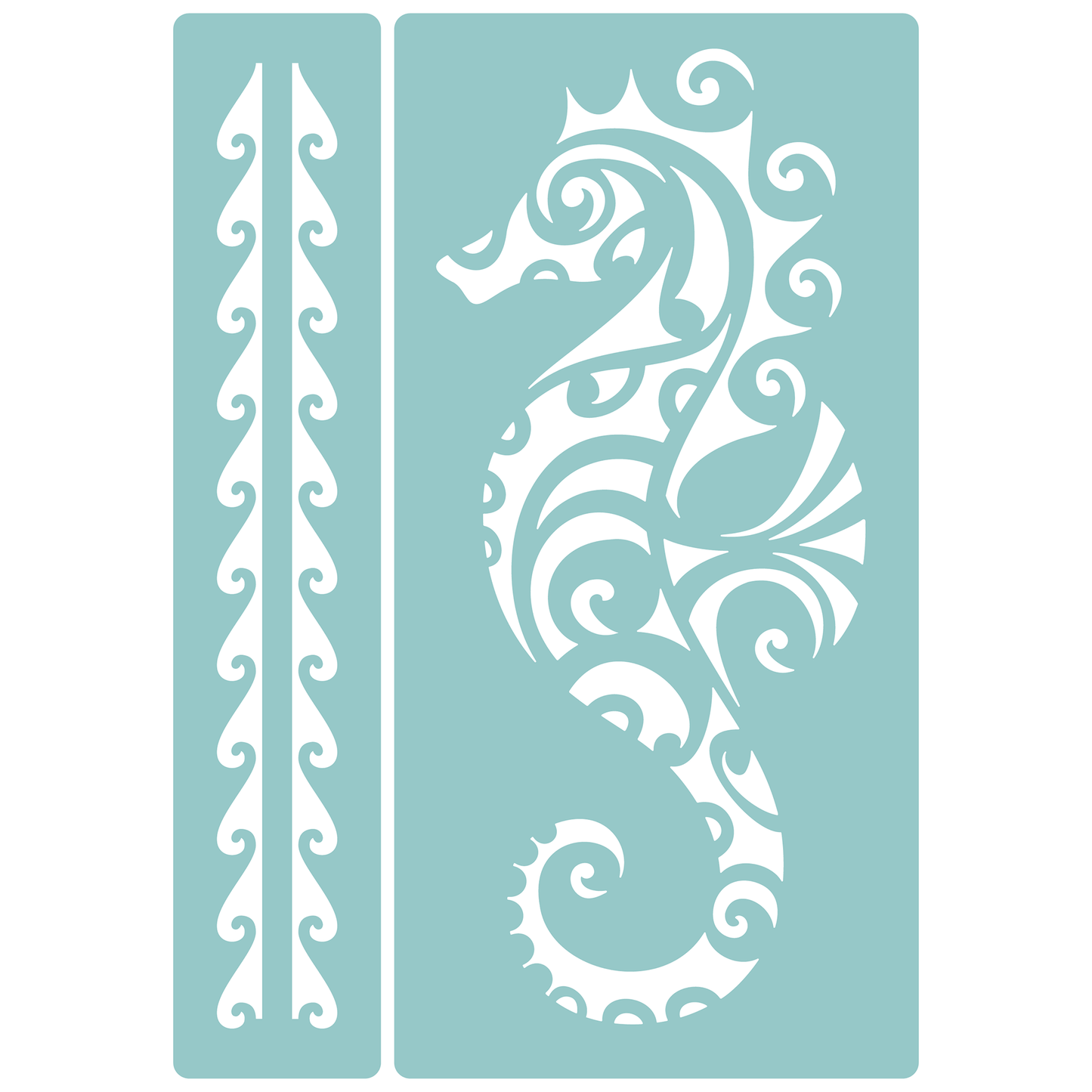 Reusable Stencil - Professional Quality - Maori Seahorse - Made in the UK - Low Adhesive -  Blue Vinyl Material for Cardmaking, Canvas, Paper, Interior Decor, Layering