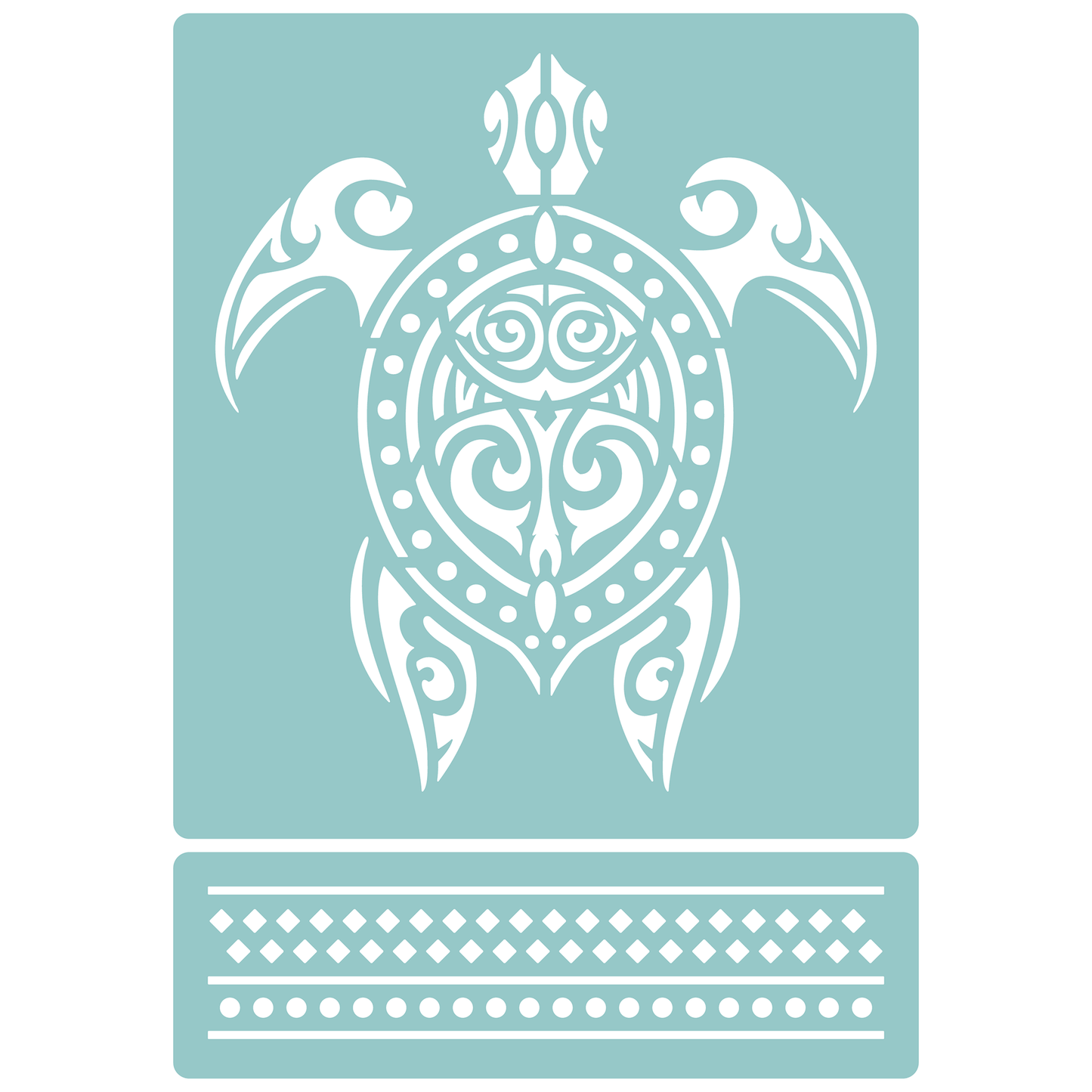 Reusable Stencil - Professional Quality - Maori Turtle - Made in the UK - Low Adhesive -  Blue Vinyl Material for Cardmaking, Canvas, Paper, Interior Decor, Layering