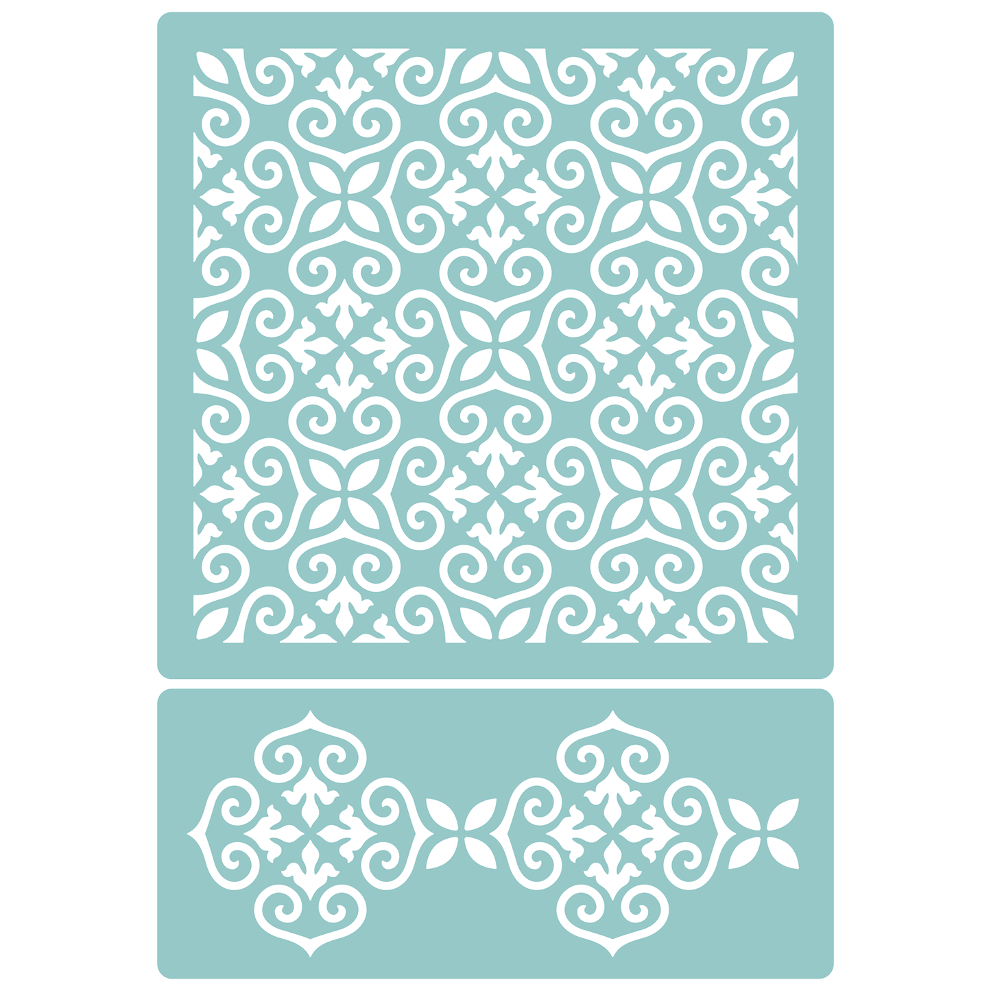 Reusable Stencil - Professional Quality - Mediterranean Tile Background - Made in the UK - Low Adhesive -  Blue Vinyl Material for Cardmaking, Canvas, Paper, Interior Decor, Layering