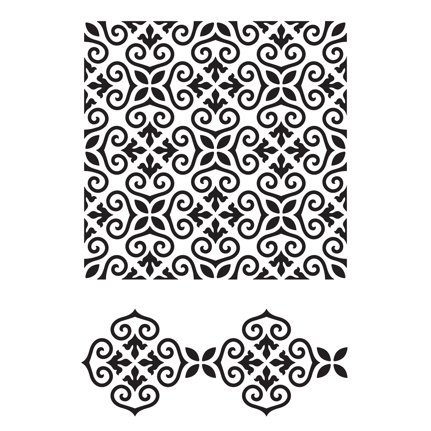 Reusable Stencil - Professional Quality - Mediterranean Tile Background - Made in the UK - Food Safe Non Adhesive -  White Laser Cut PET Material for Cakes, Cookies, Coffees, Serving Plates