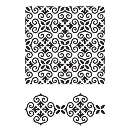 Reusable Stencil - Professional Quality - Mediterranean Tile Background - Made in the UK - Food Safe Non Adhesive -  White Laser Cut PET Material for Cakes, Cookies, Coffees, Serving Plates
