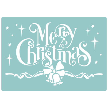 Reusable Stencil - Professional Quality - Merry Christmas #1 - Made in the UK - Low Adhesive -  Blue Vinyl Material for Cardmaking, Canvas, Paper, Interior Decor, Layering