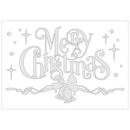 Reusable Stencil - Professional Quality - Merry Christmas #1 - Made in the UK - Food Safe Non Adhesive -  White Laser Cut PET Material for Cakes, Cookies, Coffees, Serving Plates