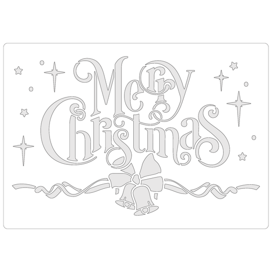 Reusable Stencil - Professional Quality - Merry Christmas #1 - Made in the UK - Food Safe Non Adhesive -  White Laser Cut PET Material for Cakes, Cookies, Coffees, Serving Plates