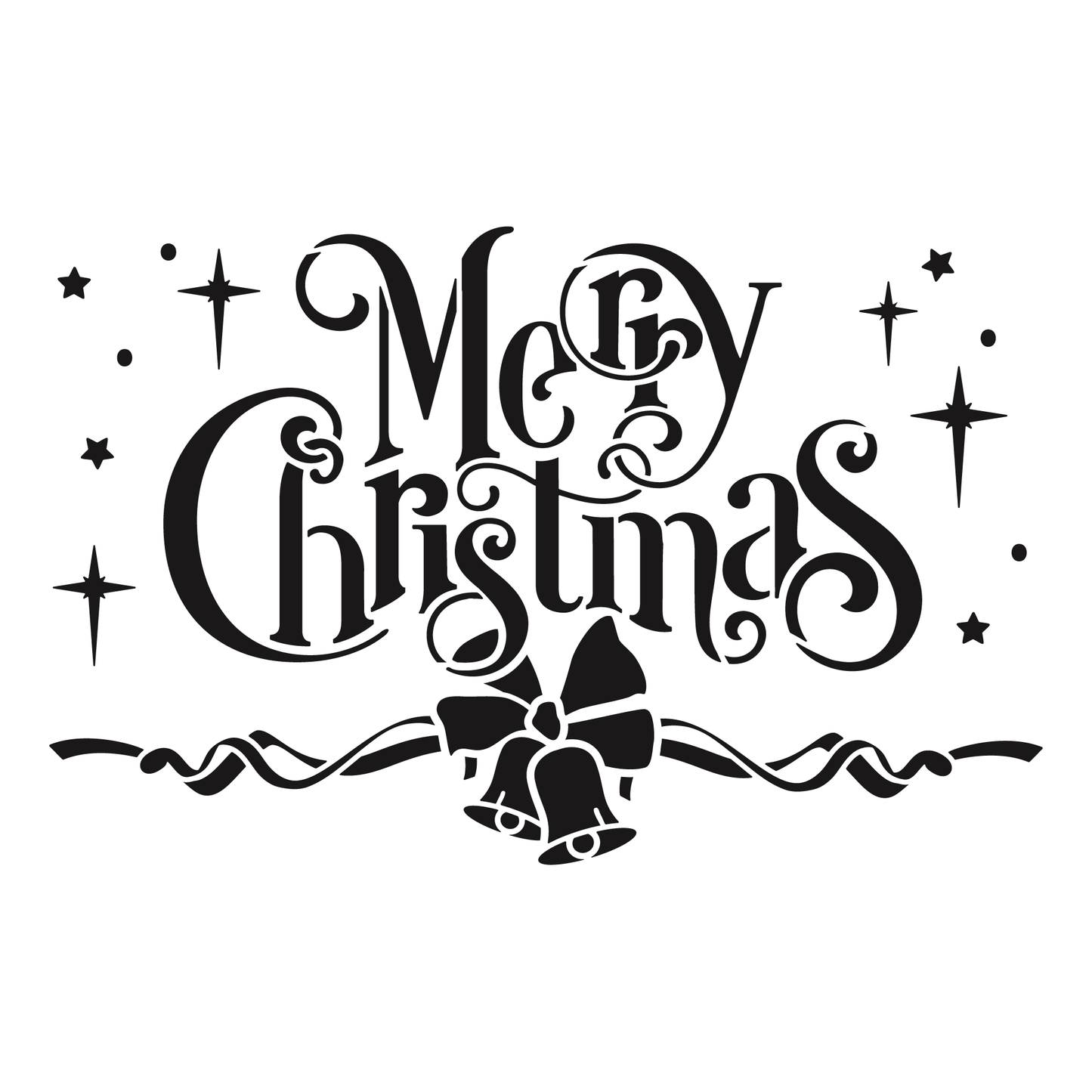 Reusable Stencil - Professional Quality - Merry Christmas #1 - Made in the UK - Food Safe Non Adhesive -  White Laser Cut PET Material for Cakes, Cookies, Coffees, Serving Plates