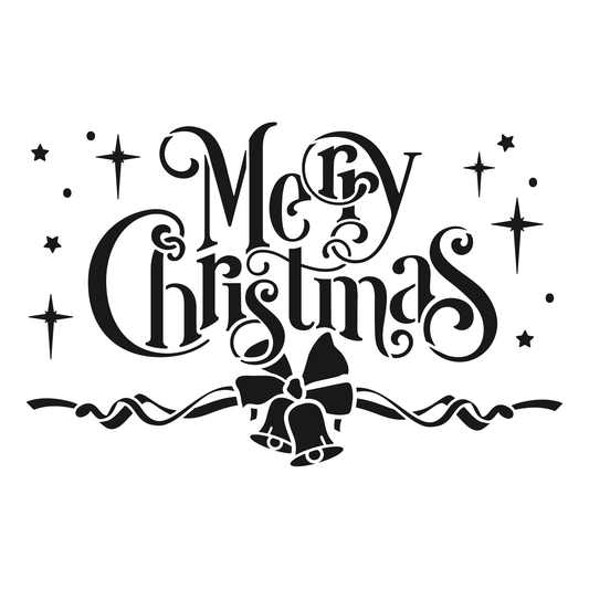 Reusable Stencil - Professional Quality - Merry Christmas #1 - Made in the UK - Food Safe Non Adhesive -  White Laser Cut PET Material for Cakes, Cookies, Coffees, Serving Plates