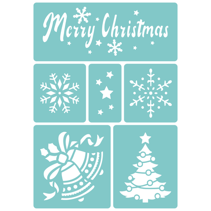 Reusable Stencil - Professional Quality - Merry Christmas & More - Made in the UK - Low Adhesive -  Blue Vinyl Material for Cardmaking, Canvas, Paper, Interior Decor, Layering