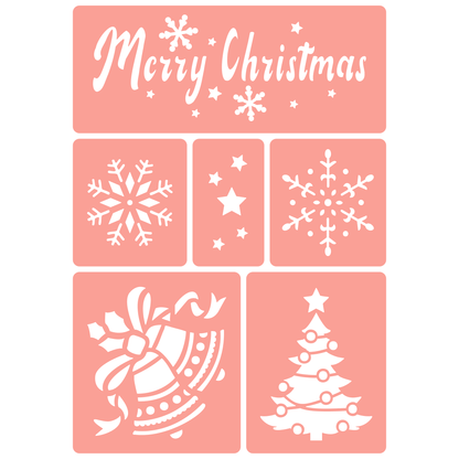 Reusable Stencil - Professional Quality - Merry Christmas & More - Made in the UK - High Adhesive -  Pink Vinyl Material for Glass, Mirrors, Bottles, Tiles, Wood