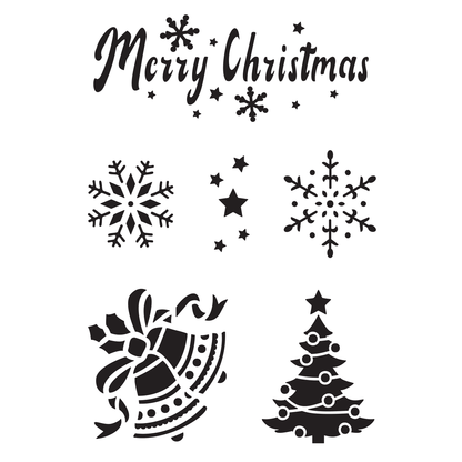 Reusable Stencil - Professional Quality - Merry Christmas & More - Made in the UK - Food Safe Non Adhesive -  White Laser Cut PET Material for Cakes, Cookies, Coffees, Serving Plates