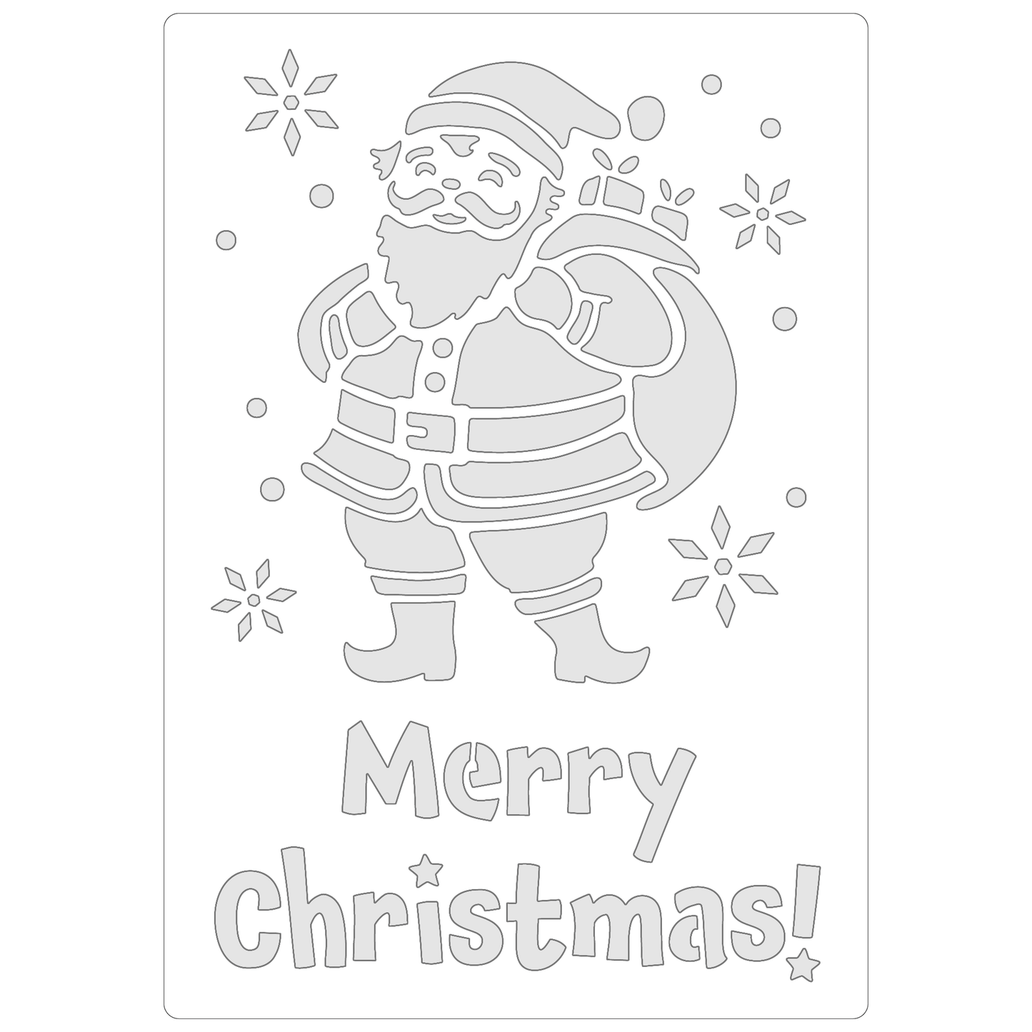 Reusable Stencil - Professional Quality - Merry Christmas Santa - Made in the UK - Food Safe Non Adhesive -  White Laser Cut PET Material for Cakes, Cookies, Coffees, Serving Plates
