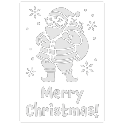 Reusable Stencil - Professional Quality - Merry Christmas Santa - Made in the UK - Food Safe Non Adhesive -  White Laser Cut PET Material for Cakes, Cookies, Coffees, Serving Plates