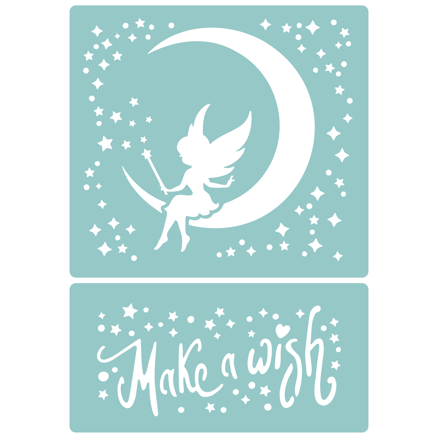 Reusable Stencil - Professional Quality - Moon Fairy Make A Wish - Made in the UK - Low Adhesive -  Blue Vinyl Material for Cardmaking, Canvas, Paper, Interior Decor, Layering