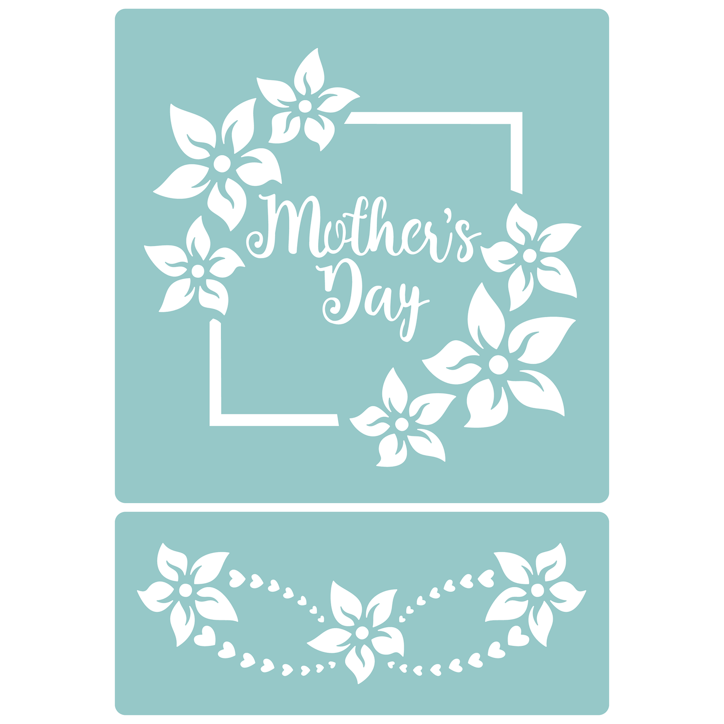 Reusable Stencil - Professional Quality - Mother's Day Flowers & Frame - Made in the UK - Low Adhesive -  Blue Vinyl Material for Cardmaking, Canvas, Paper, Interior Decor, Layering