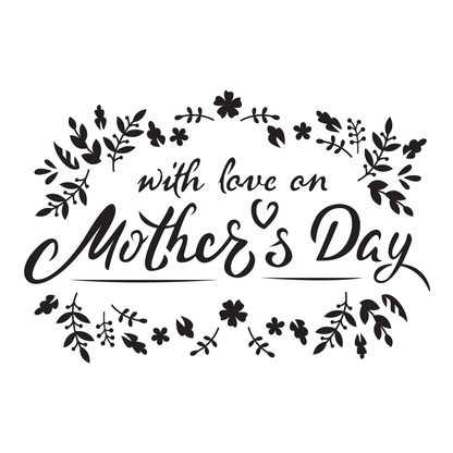 Reusable Stencil - Professional Quality - Mothers Day Leafy Banner - Made in the UK - Food Safe Non Adhesive -  White Laser Cut PET Material for Cakes, Cookies, Coffees, Serving Plates