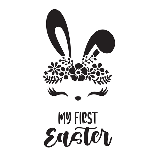 Reusable Stencil - Professional Quality - My First Easter - Made in the UK - Food Safe Non Adhesive -  White Laser Cut PET Material for Cakes, Cookies, Coffees, Serving Plates