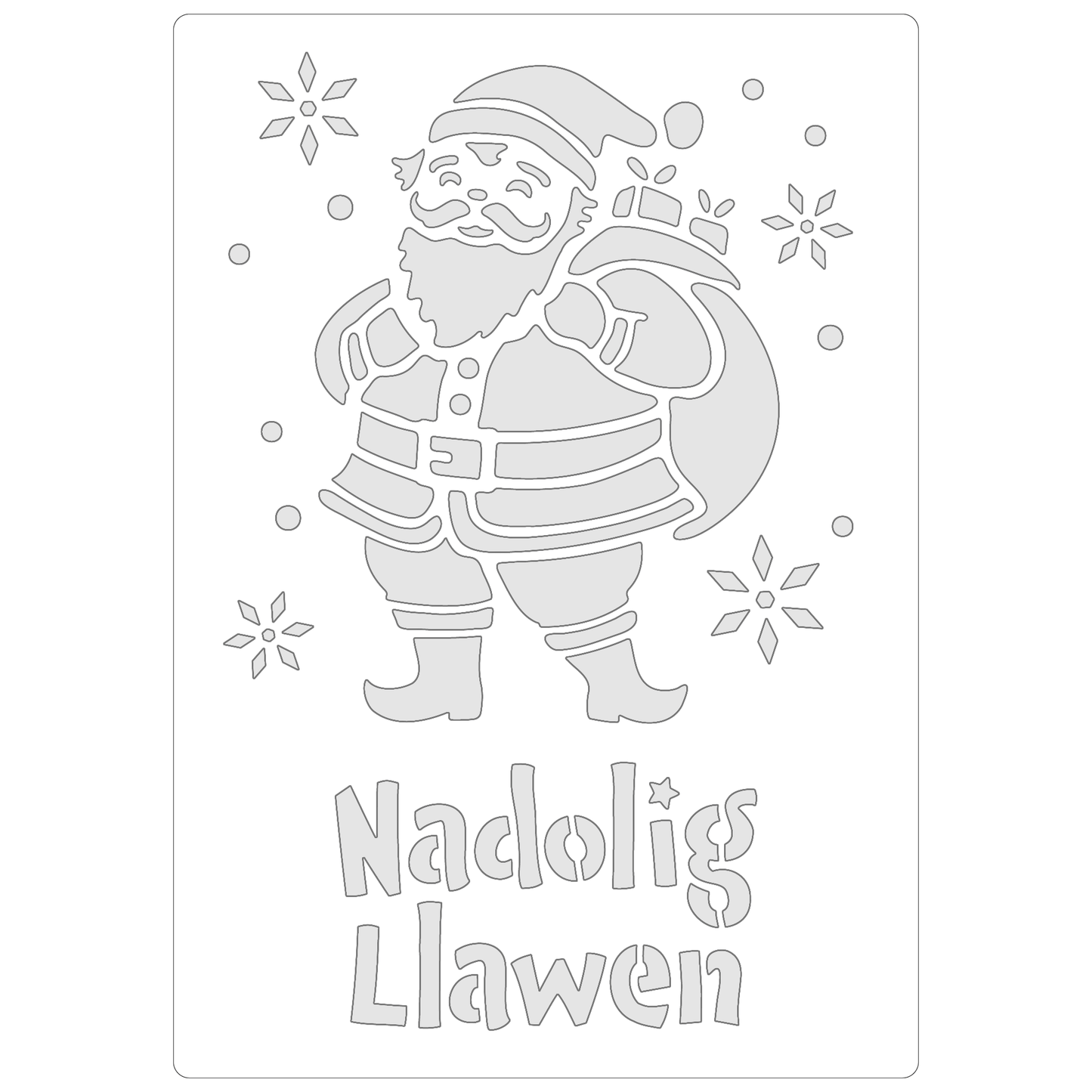 Reusable Stencil - Professional Quality - Nadolig Llawen - Made in the UK - Food Safe Non Adhesive -  White Laser Cut PET Material for Cakes, Cookies, Coffees, Serving Plates