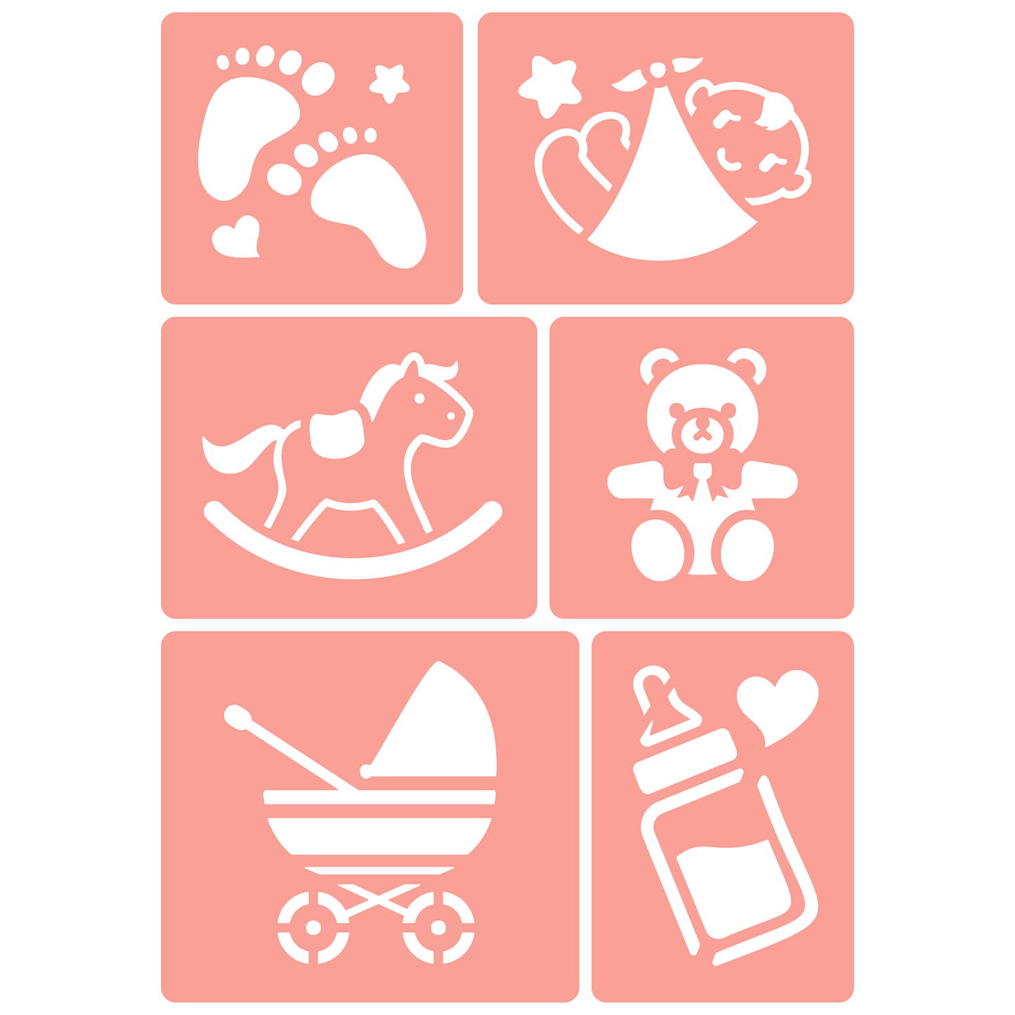 Reusable Stencil - Professional Quality - Newborn Selection - Made in the UK - High Adhesive -  Pink Vinyl Material for Glass, Mirrors, Bottles, Tiles, Wood