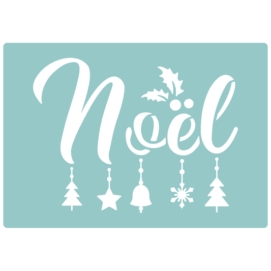 Reusable Stencil - Professional Quality - Noel #1 - Made in the UK - Low Adhesive -  Blue Vinyl Material for Cardmaking, Canvas, Paper, Interior Decor, Layering