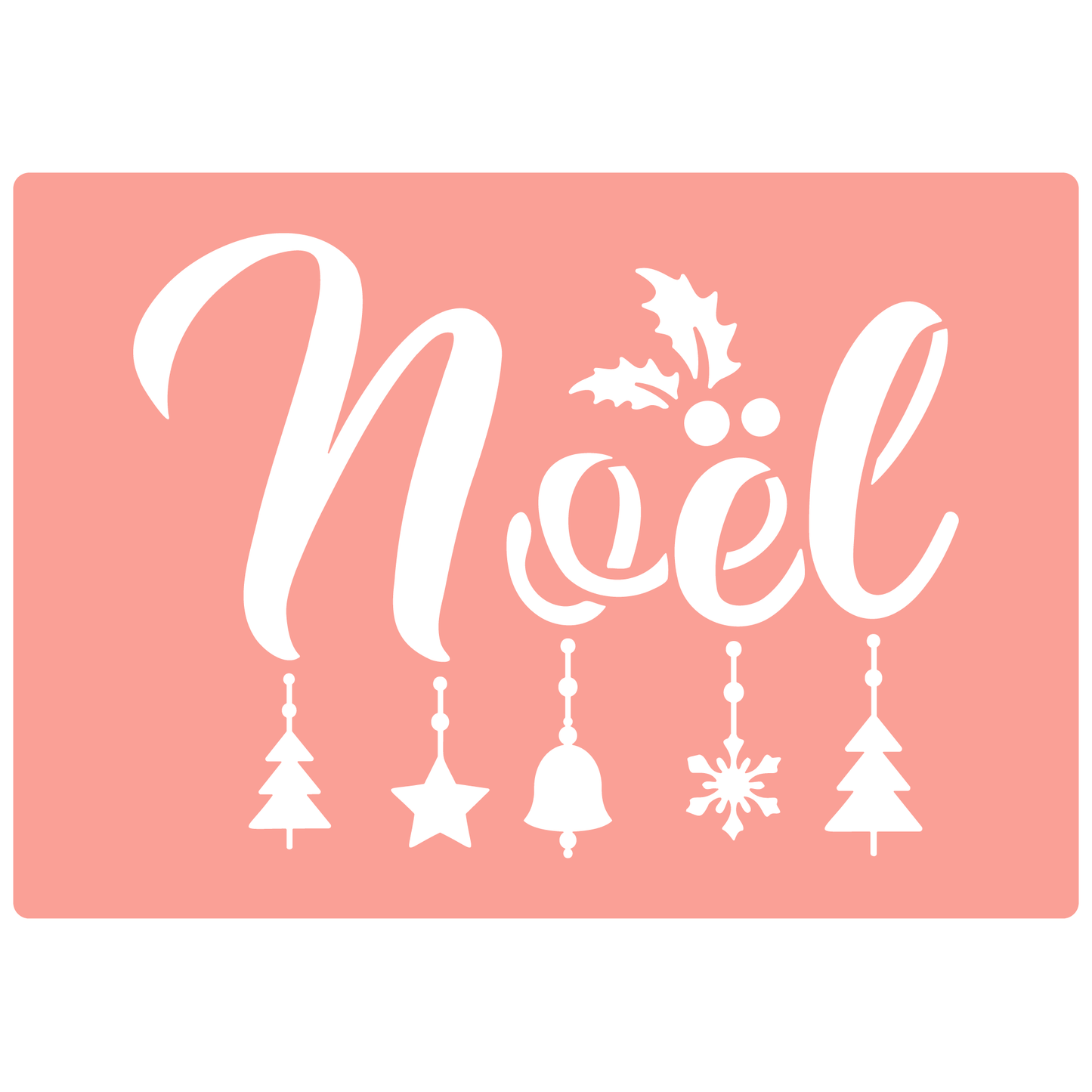 Reusable Stencil - Professional Quality - Noel #1 - Made in the UK - High Adhesive -  Pink Vinyl Material for Glass, Mirrors, Bottles, Tiles, Wood