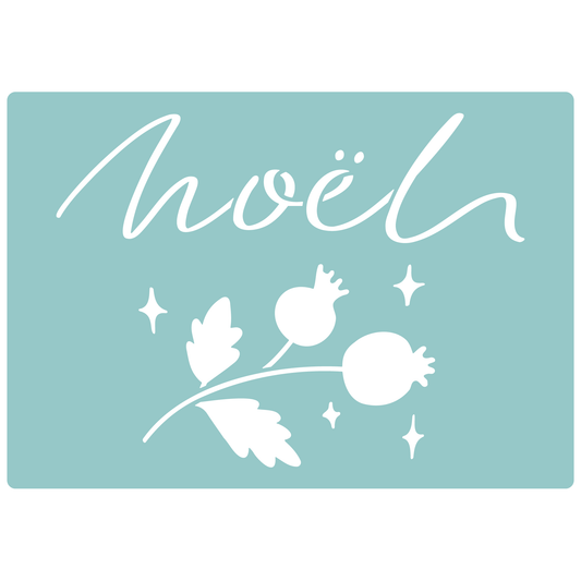Reusable Stencil - Professional Quality - Noel #2 - Made in the UK - Low Adhesive -  Blue Vinyl Material for Cardmaking, Canvas, Paper, Interior Decor, Layering