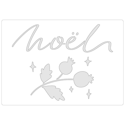Reusable Stencil - Professional Quality - Noel #2 - Made in the UK - Food Safe Non Adhesive -  White Laser Cut PET Material for Cakes, Cookies, Coffees, Serving Plates