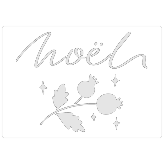 Reusable Stencil - Professional Quality - Noel #2 - Made in the UK - Food Safe Non Adhesive -  White Laser Cut PET Material for Cakes, Cookies, Coffees, Serving Plates