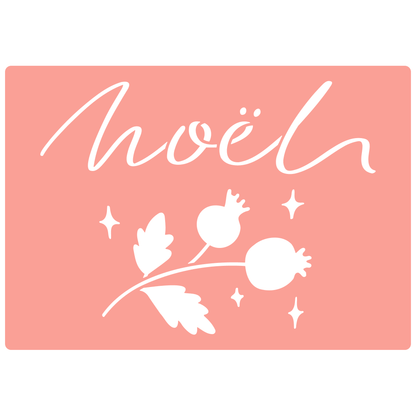 Reusable Stencil - Professional Quality - Noel #2 - Made in the UK - High Adhesive -  Pink Vinyl Material for Glass, Mirrors, Bottles, Tiles, Wood