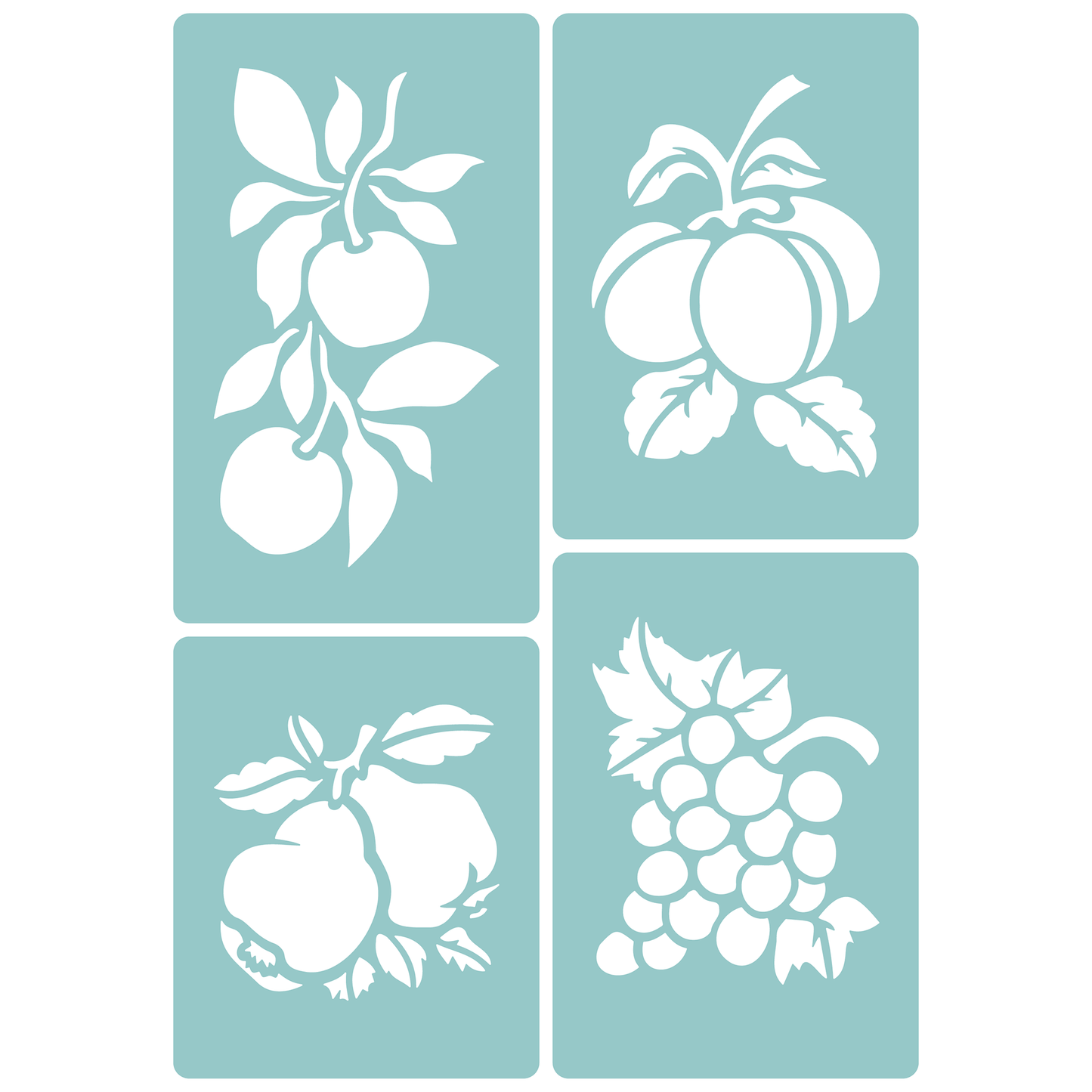 Reusable Stencil - Professional Quality - Orchard Fruit - Made in the UK - Low Adhesive -  Blue Vinyl Material for Cardmaking, Canvas, Paper, Interior Decor, Layering