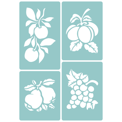 Reusable Stencil - Professional Quality - Orchard Fruit - Made in the UK - Low Adhesive -  Blue Vinyl Material for Cardmaking, Canvas, Paper, Interior Decor, Layering