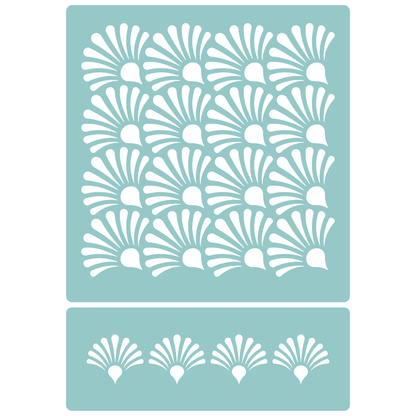 Reusable Stencil - Professional Quality - Oyster Shell Background - Made in the UK - Low Adhesive -  Blue Vinyl Material for Cardmaking, Canvas, Paper, Interior Decor, Layering