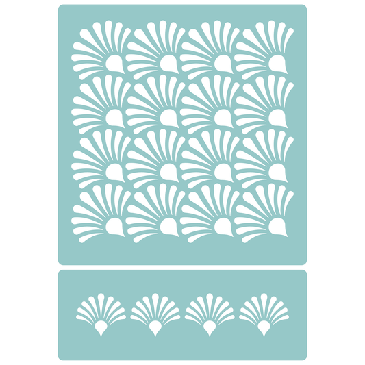 Reusable Stencil - Professional Quality - Oyster Shell Background - Made in the UK - Low Adhesive -  Blue Vinyl Material for Cardmaking, Canvas, Paper, Interior Decor, Layering