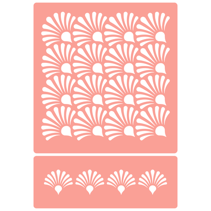 Reusable Stencil - Professional Quality - Oyster Shell Background - Made in the UK - High Adhesive -  Pink Vinyl Material for Glass, Mirrors, Bottles, Tiles, Wood