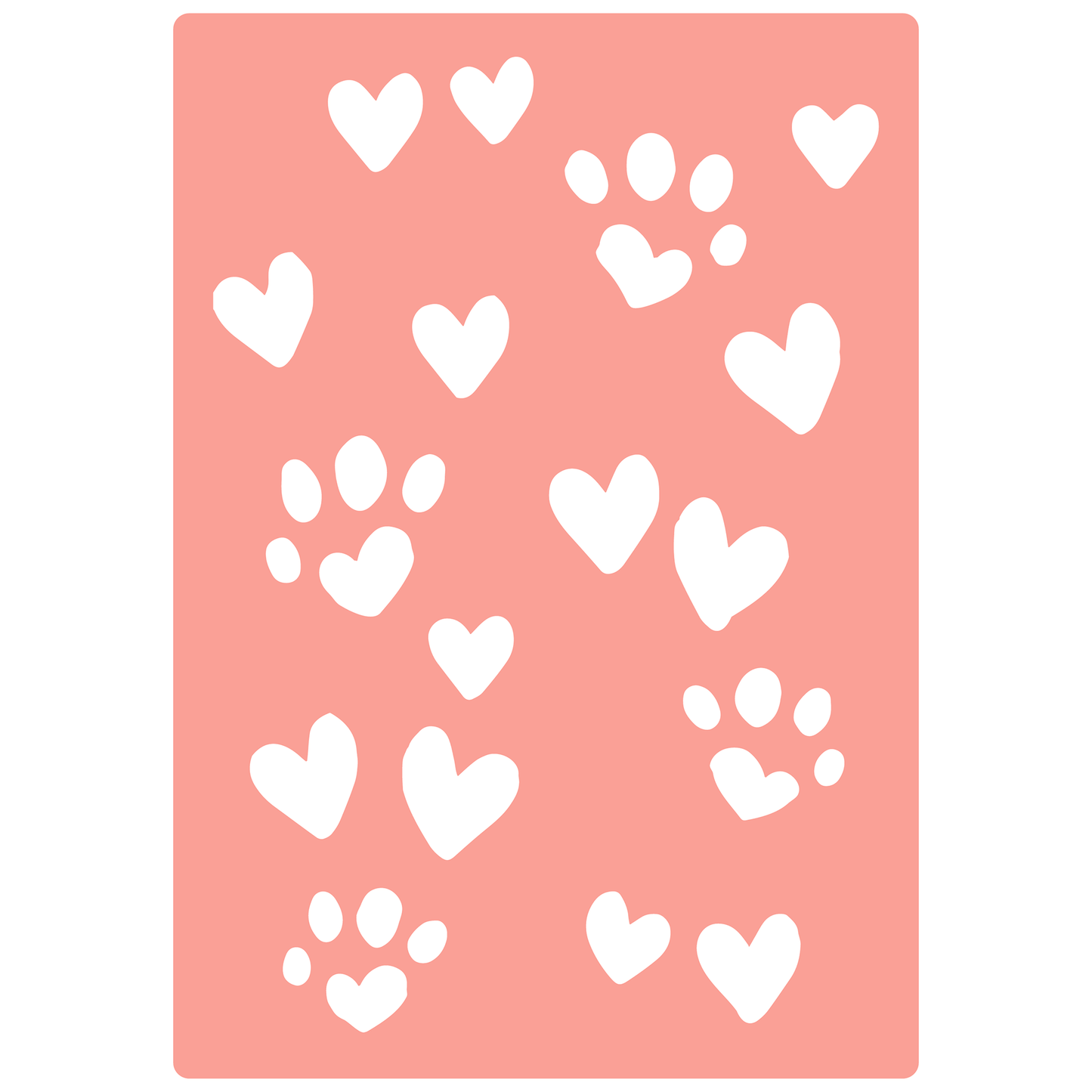 Reusable Stencil - Professional Quality - Paws & Hearts #2 - Made in the UK - High Adhesive -  Pink Vinyl Material for Glass, Mirrors, Bottles, Tiles, Wood