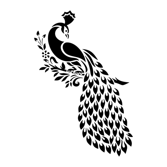 Reusable Stencil - Professional Quality - Peaceful Peacock - Made in the UK - Low Adhesive -  Blue Vinyl Material for Cardmaking, Canvas, Paper, Interior Decor, Layering
