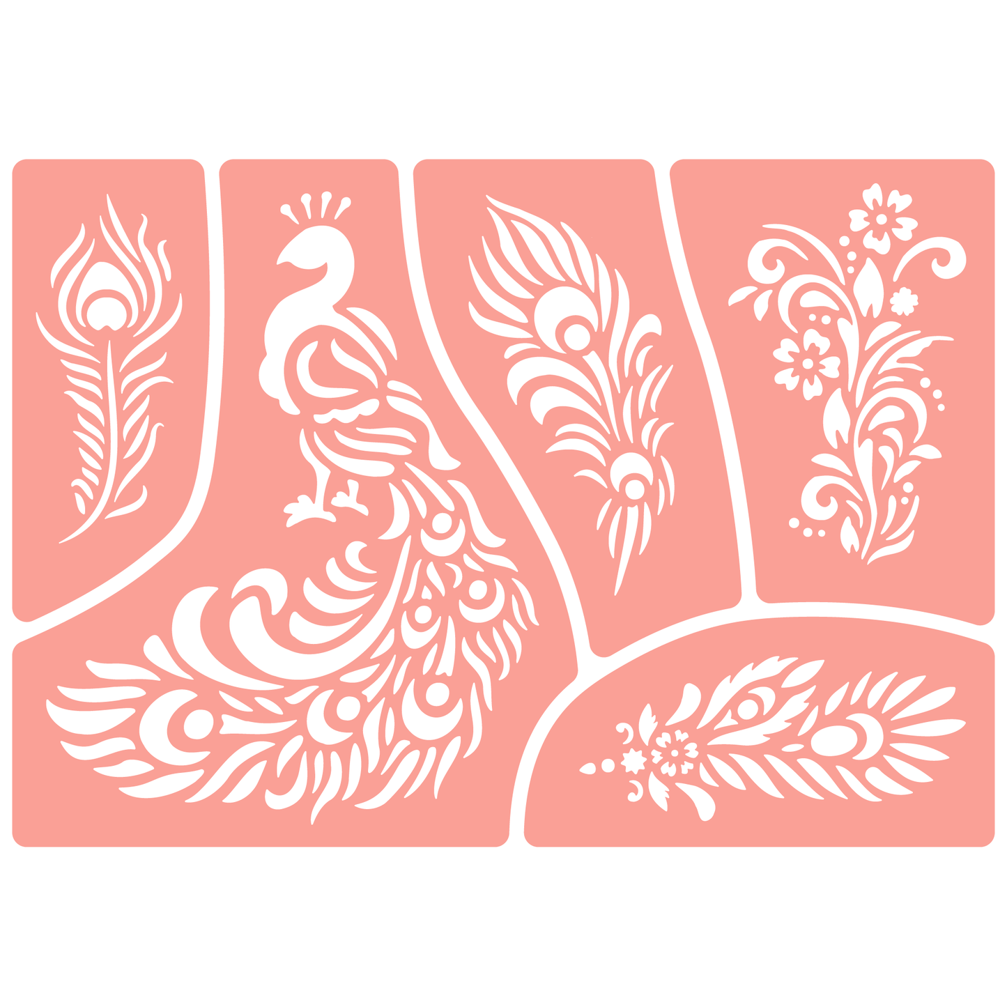 Reusable Stencil - Professional Quality - Peacock Selection - Made in the UK - High Adhesive -  Pink Vinyl Material for Glass, Mirrors, Bottles, Tiles, Wood