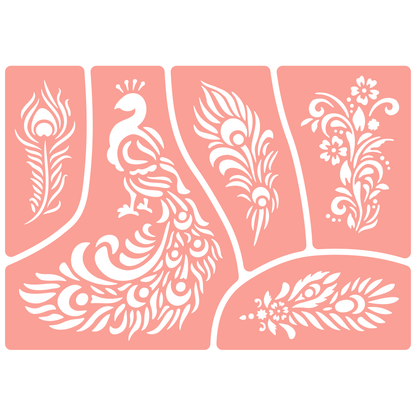 Reusable Stencil - Professional Quality - Peacock Selection - Made in the UK - High Adhesive -  Pink Vinyl Material for Glass, Mirrors, Bottles, Tiles, Wood
