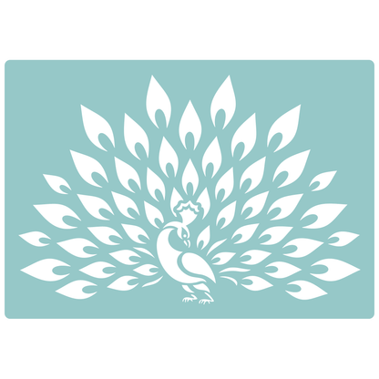 Reusable Stencil - Professional Quality - Proud Peacock - Made in the UK - Low Adhesive -  Blue Vinyl Material for Cardmaking, Canvas, Paper, Interior Decor, Layering