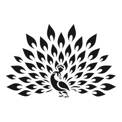 Reusable Stencil - Professional Quality - Proud Peacock - Made in the UK - Food Safe Non Adhesive -  White Laser Cut PET Material for Cakes, Cookies, Coffees, Serving Plates