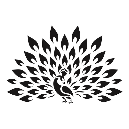 Reusable Stencil - Professional Quality - Proud Peacock - Made in the UK - Food Safe Non Adhesive -  White Laser Cut PET Material for Cakes, Cookies, Coffees, Serving Plates