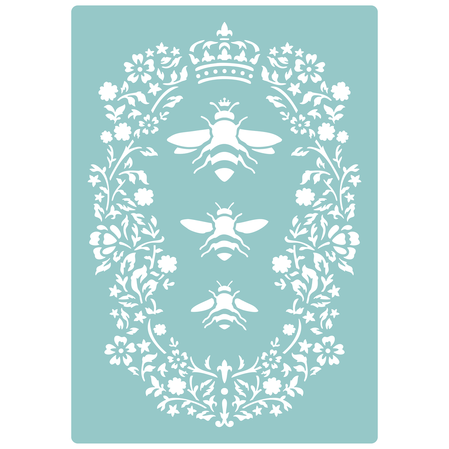 Reusable Stencil - Professional Quality - Queen Bee Motif - Made in the UK - Low Adhesive -  Blue Vinyl Material for Cardmaking, Canvas, Paper, Interior Decor, Layering