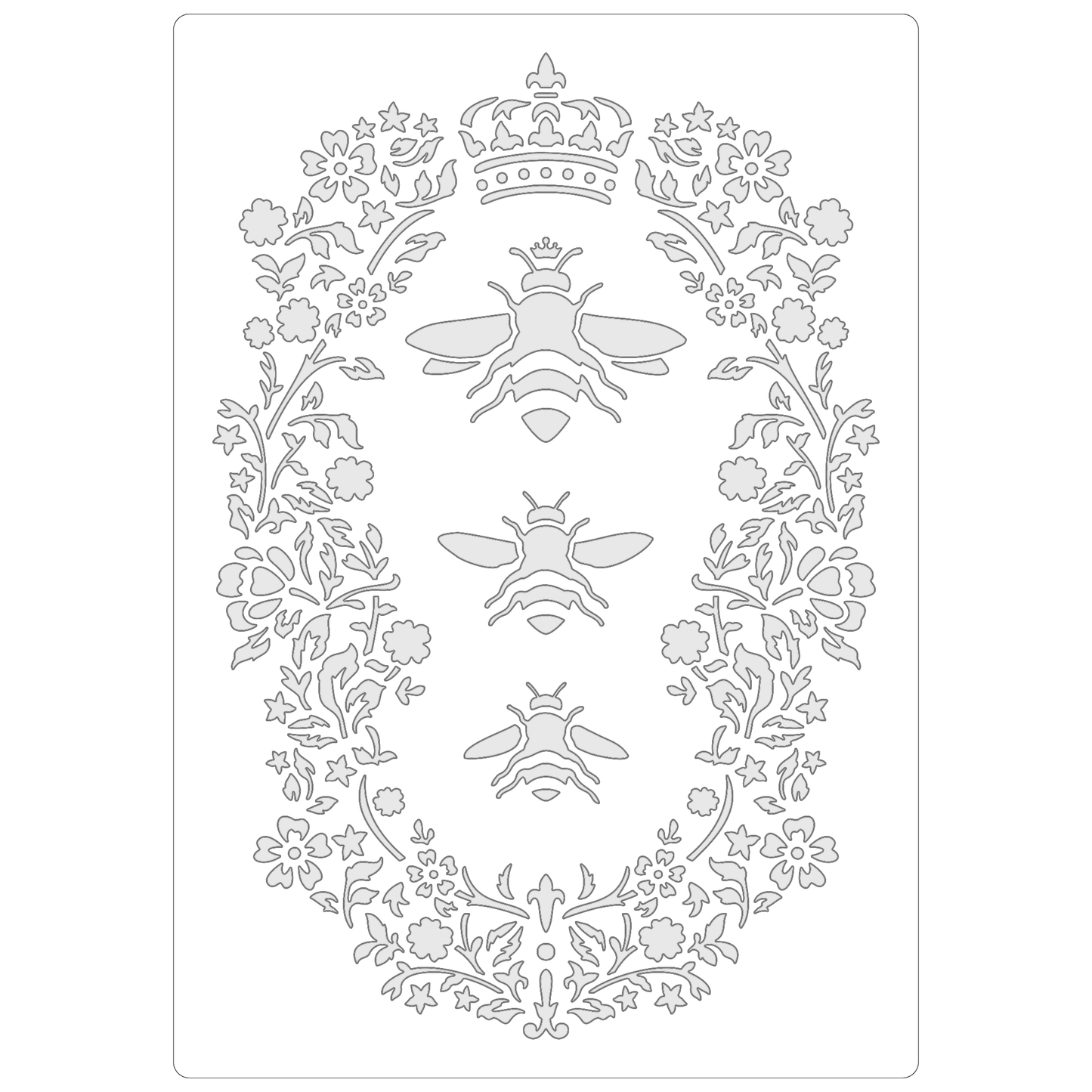 Reusable Stencil - Professional Quality - Queen Bee Motif - Made in the UK - Food Safe Non Adhesive -  White Laser Cut PET Material for Cakes, Cookies, Coffees, Serving Plates