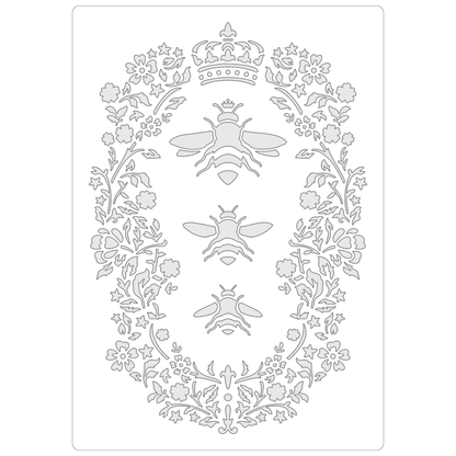 Reusable Stencil - Professional Quality - Queen Bee Motif - Made in the UK - Food Safe Non Adhesive -  White Laser Cut PET Material for Cakes, Cookies, Coffees, Serving Plates