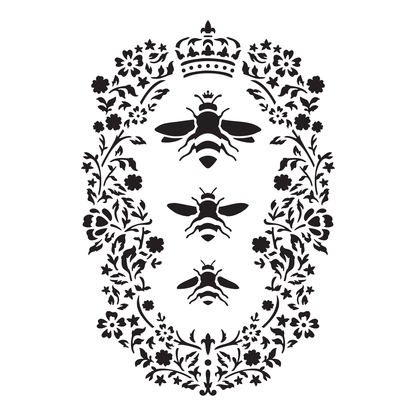 Reusable Stencil - Professional Quality - Queen Bee Motif - Made in the UK - Food Safe Non Adhesive -  White Laser Cut PET Material for Cakes, Cookies, Coffees, Serving Plates